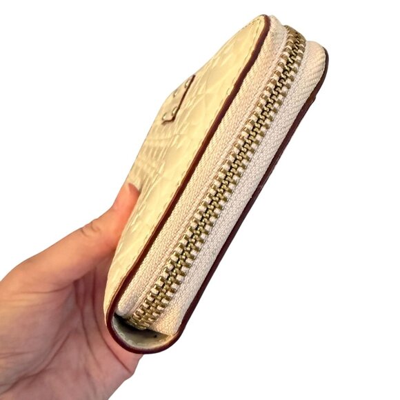 Kate Spade Penn Place Embossed Neda Leather Zip Around Wallet Cream Money Holder - Picture 7 of 13